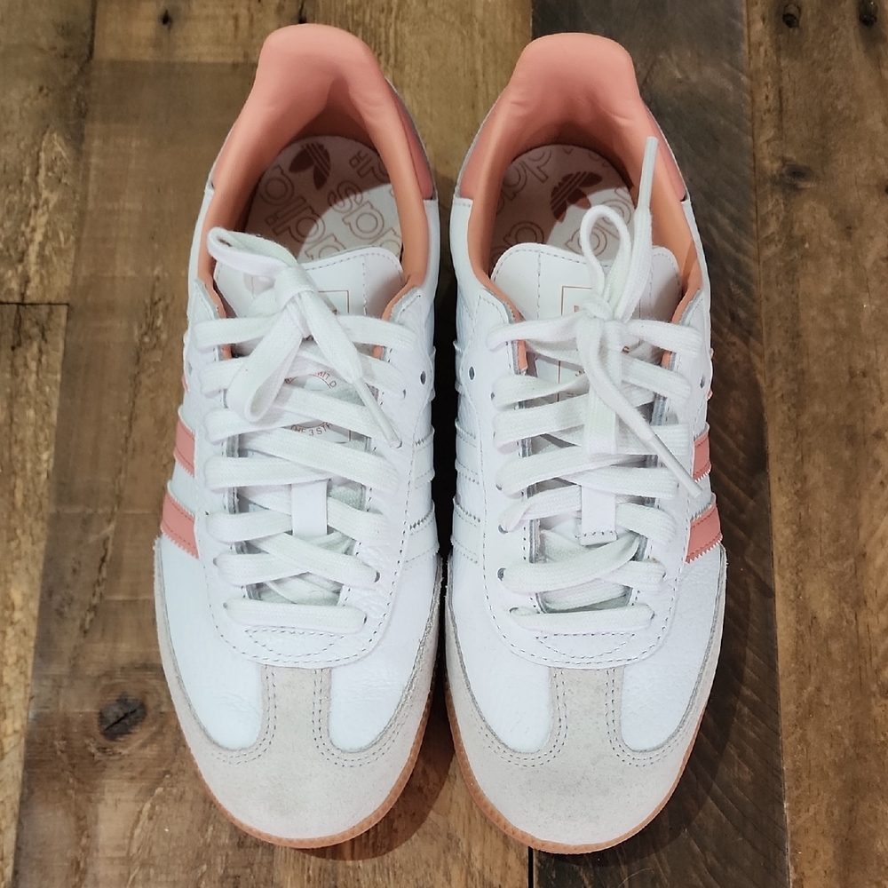 Adidas Women's White and Pink Sneakers